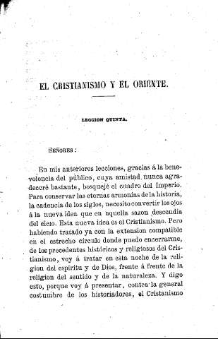 El Cristianismo y el Oriente. Lección quinta