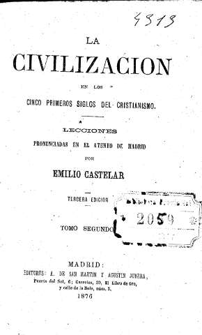 La Civilización en los cinco primeros siglos del Cristianismo. Tomo Segundo