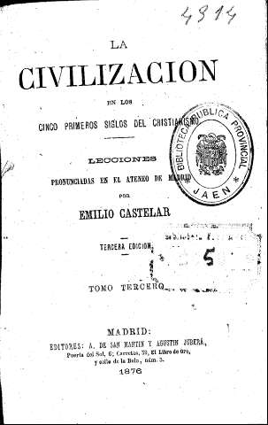 La Civilización en los primeros siglos del Cristianismo. Tomo Tercero