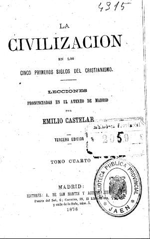 La Civilización en los primeros siglos del Cristianismo. Tomo Cuarto
