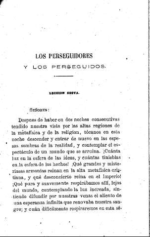 Los perseguidores y los perseguidos. - Lección sesta