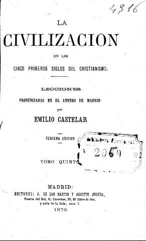 La Civilización en los cinco primeros siglos del Cristianismo