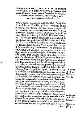 Aprobacion de el M.R.P. M. Fr. Francisco Navarro, Religioso de la Esclarecida Orden del Carmelo, Prior que fue de Murcia, y Antequera, y Compañero de provincia, Calificador de el Santo Oficio, y Examinador Synodal en el Arzobispado de Sevilla