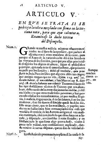 Articulo V. En que se trata si se podrezca la colera mezclada con flema en la terciana nota, para que aya calentura. Examinese la duda tercera del Desempeño.