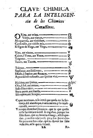 Clave chimica para la inteligencia de los chimicos caracteres.