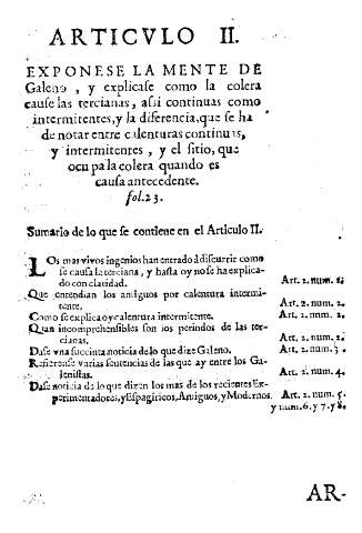 Articulo II. Sumario de lo que se contiene en el Articulo II.