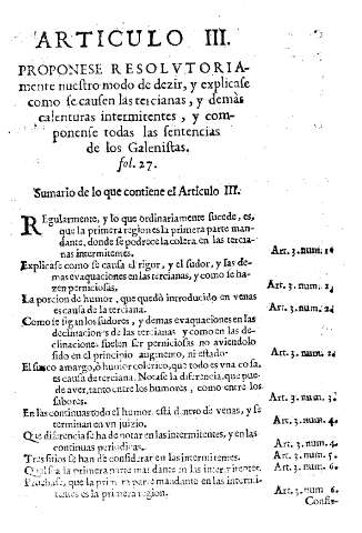 Articulo III. Sumario de lo que se contiene en el Articulo III.