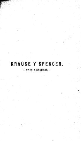 Krause y Spencer. Tres discursos