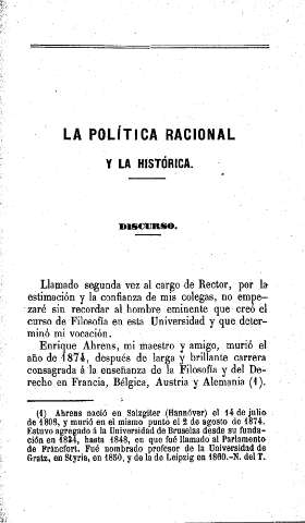 La política racional y la histórica. Discurso