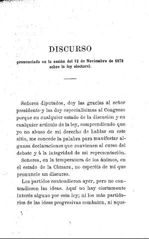 Discurso pronunciado en la sesión del 12 de Noviembre de 1878 sobre la ley electoral