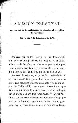 Alusión personal con motivo de la prohibición de circular el periódico 