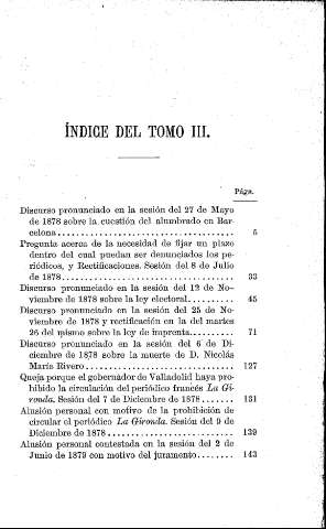 Indice del Tomo III