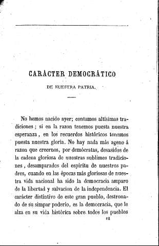 Carácter democrático de nuestra patria