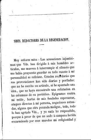 Sres. Redactores de La Regeneracion