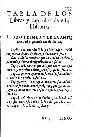 TABLA DE LOS LIBROS Y CAPITULOS DE ESTA HISTORIA. LIBRO PRIMERO.