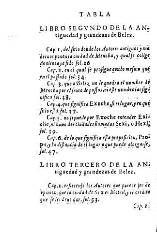 TABLA  LIBRO SEGUNDO. TABLA LIBRO TERCERO.
