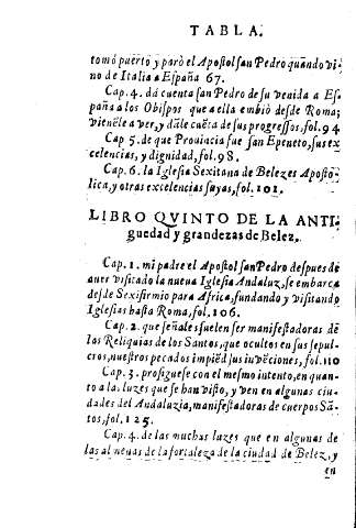 TABLA LIBRO QUINTO.