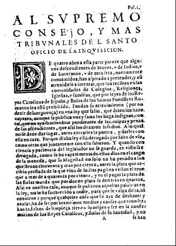 Al Supremo Consejo, y mas tribunales del Santo Oficio de la Inquisicion.
