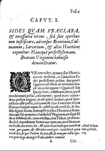 Cap. I. Fides quam praeclara ...