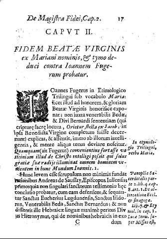 Cap. II. Fidem Beatae Virginis ex Mariani nominis, ...