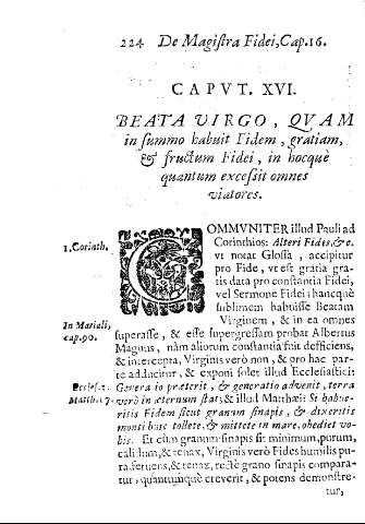 Cap. XVI. Beata Virgo, quam in Summo habuit Fidem, gratiam. ...