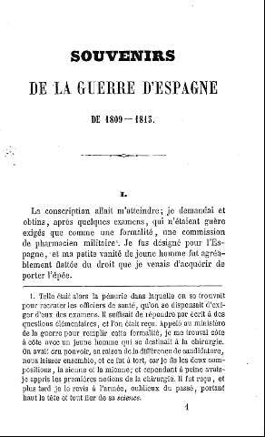 Souvenirs de la Guerre d`Espagne de 1809-1913. I.