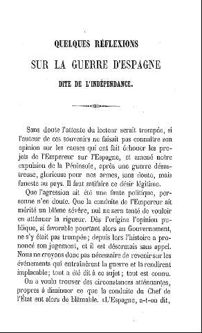 Quelques reflexions sur la Guerre d'Espagne dite de l'Indépendance