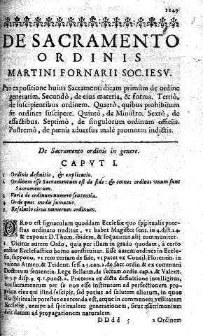 De Sacramento ordinis Martini Fornarii Soc. iesu