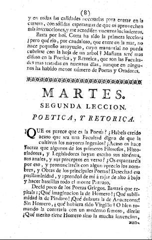 MARTES. SEGUNDA LECCION. POETICA Y RETORICA.