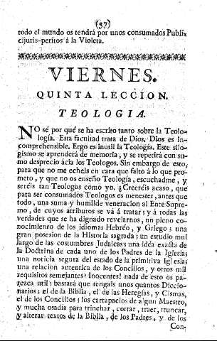 VIERNES. QUINTA LECCION. TEOLOGIA.