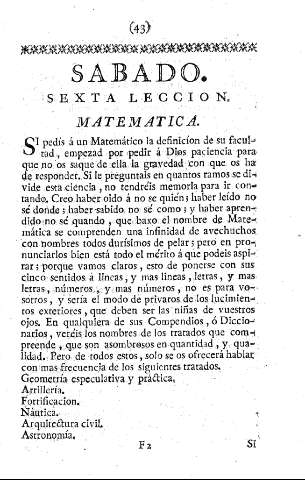 SABADO. SEXTA LECCION. MATEMATICA.