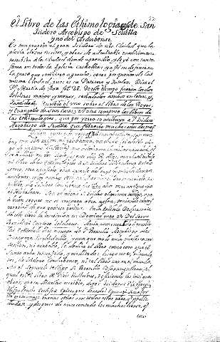 El libro de las Etimologias de San Isidoro Arzobispo de Sevilla