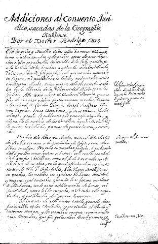Addiciones al Conuento Jurídico sacadas de la Geographia Nubiense