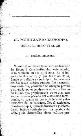 El mobiliario europeo desde el siglo VI al XII. I. Periodo bizantino