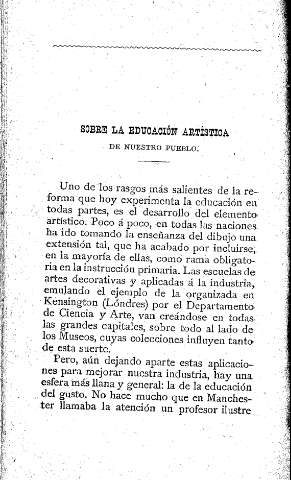 Sobre la educación artística de nuestro pueblo