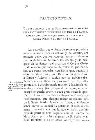 CXXXVII. De los remedios que el Papa proveyó de secreto para protegerse y defenderse del Rey de Francia...