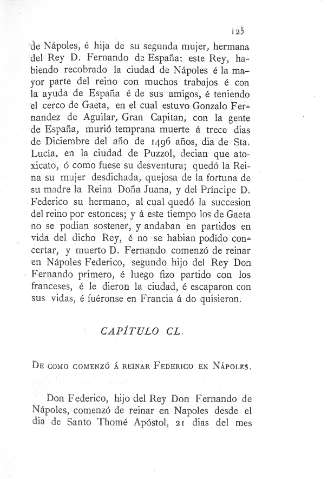 CL. De como comenzó a reinar Federico en Nápoles