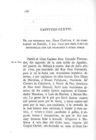 CLXVII. De las victorias del Gran Capitán é de cómo partió de España...