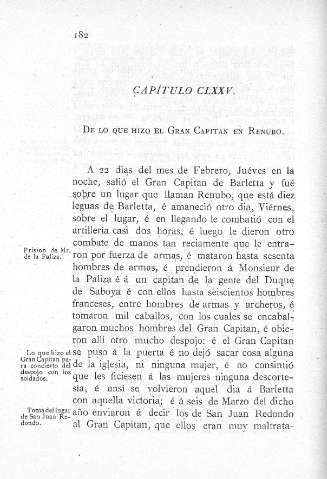 CLXXV. De lo que hizo el Gran Capitán en Renubo