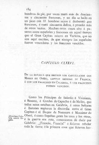 CLXXVI. De la batalla que ovieron los castellanos con Mosen de Oveni...