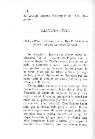 CXCII. De la acción y justicia que el Rey D. Fernando tuvo...