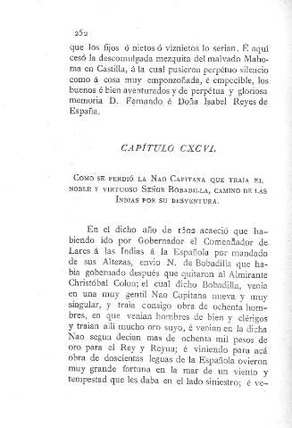 CXCVI. Como se perdió la Nao Capitana que traía el noble y virtuoso Señor Bobadilla...