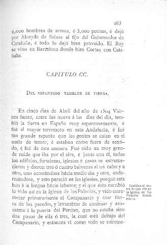 CC. Del espantoso temblor de tierra