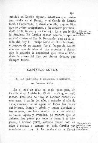 CCVIII. De las fortunas, é hambres, é muertes de ciertos años