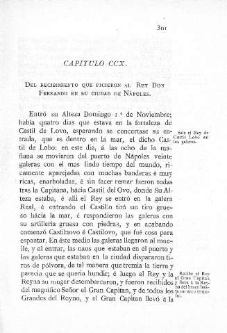 CCX. Del recibimiento que ficieron al Rey Don Fernando en su ciudad de Nápoles