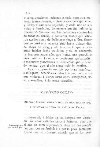 CCXIV. De como fueron abaratando los mantenimientos, y de cómo se tomó el Peñon de Vélez