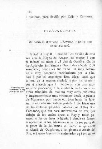 CCXVI. De como el Rey vino á Sevilla...