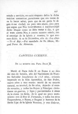 CCXXXVII. De la muerte del Papa Julio II