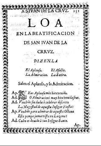 Loa en la Beatificacion de San Iuan de la Cruz.