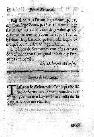 Fee de Errata. Suma de la tassa.